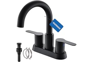 Matte Black Bathroom Faucet, Two Handle Stainless Steel Bathroom Sink Faucet for 2 or 3 Hole, 4 inch Faucet Bathroom Sink wit