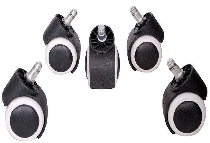 DuraComf Caster Wheels for Office Chairs/Wheels for Furniture/Chair Wheels - (Set of 5,(Black & White)) | Pin Type Wheels