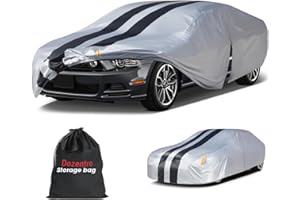 DOZENTRO 10 Layers Sedan Car Cover Custom Fit for Ford Mustang(2005-2025), 100% Waterproof All Weather for Automobiles, Gift with Towel, Heavy Duty Car Covers for Rain Sun UV Protection with Door Zipper.