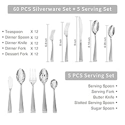 KINGSTONE Silverware Set, 65-Piece Flatware Set for