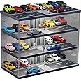 Luay Wuliza Hot Diecast Wheels Display Case,1/64 die-cast car Display case, Scene Display Box with Light, Alloy car Model dust Storage Cabinet. (4 Levels, 26 Spaces)