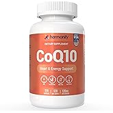HARMONIFY CoQ10 Capsules 120mg High Absorption Coenzyme Q10 - Heart & Energy Support 120 Capsules for 120 Day Supply - Made in USA, Lab Tested, Gluten Free