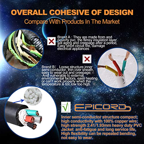 EPICORD RV Trailer Extension Cord 30Amp Male with Grip Handle to 30Amp Female with Twist Lock Connector Adapter, 25Feet, 125V/250V