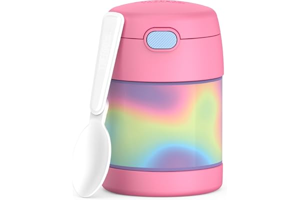 Thermos FUNTAINER Insulated Food Jar, 10 Ounce, Kid Friendly Food Jar with Foldable Spoon, Rainbow Cloud
