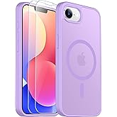 SPIDERCASE Designed for iPhone 16e Case, Magnetic Translucent with 2PCS Tempered Glass Screen Protector Anti-Fingerprint Phone Case for iPhone 16E 2025 6.1'', Light Purple
