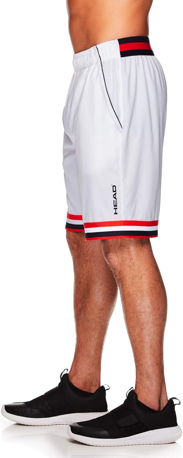 HEAD Men's Break Point Mesh Insert Workout Gym & Running Shorts w/ Elastic Waistband & Drawstring: Clothing