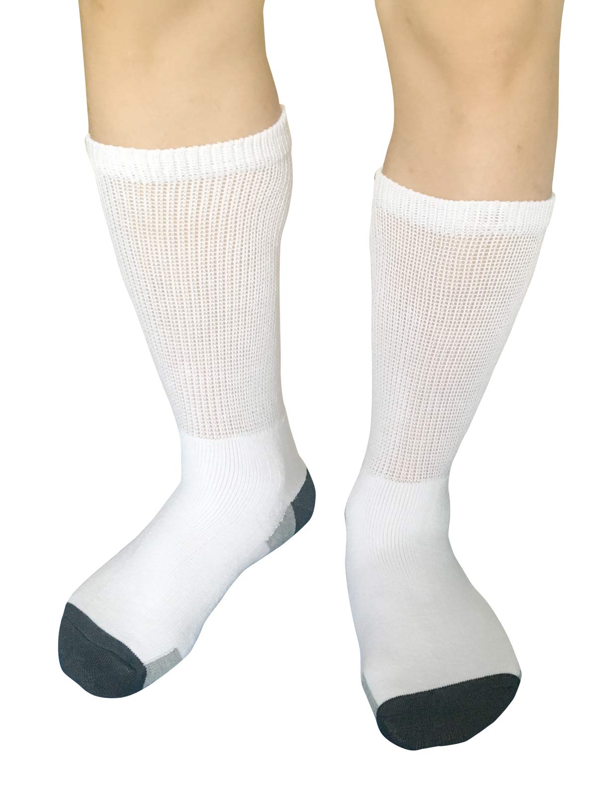 MOLAX Mens Diabetic Socks Non-Binding Crew Socks Cushioned for Edema Thick Ankle Diabetes Edema Swollen Feet