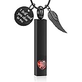 Hearbeingt Birthstones Urn Necklaces for Ashes for Women Men Cube Cremation Jewelry Urns Pendant for Human Ashes Memorial Keepsake Locket Jewelry