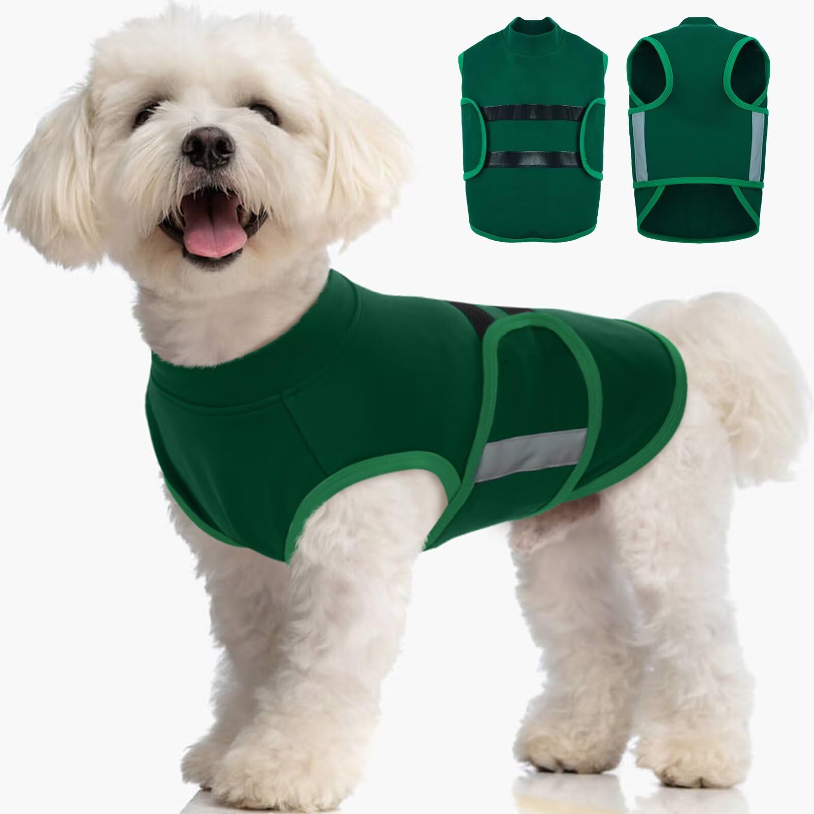Photo 1 of MIGOHI Dog Anxiety Relief Coat, Comfort Anxiety Vest for Dogs, Adjustable Dog Anxiety Calming Wrap for Fireworks, Thunderstorm,Travel, Separation, Anxiety Jacket for Small Dogs, S, Green