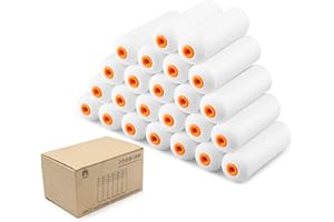 Voomey Mini Paint Roller Covers，High Density Foam Paint Roller，4 Inch Foam Roller Paint, 24 Pack,Fits All Flat Surfaces, Incl