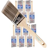 Pro Grade Paint Brushes, 2.5 Inch Angle Paint Brush, Walls &amp; Trim, 12 Pack | Sash, cut-in &amp; detail work | Furniture, cabinets &amp; doors | Interior &amp; exterior | Latex, oil &amp; stain | Medium stiff bristles