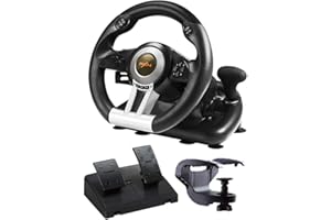 PXN V3III PC Steering Wheel 180 Degree Universal USB Car Racing Game Racing Wheel with Pedals for PS3, PS4, Xbox One,Xbox Series X/S, Switch Black(Used - Like New)