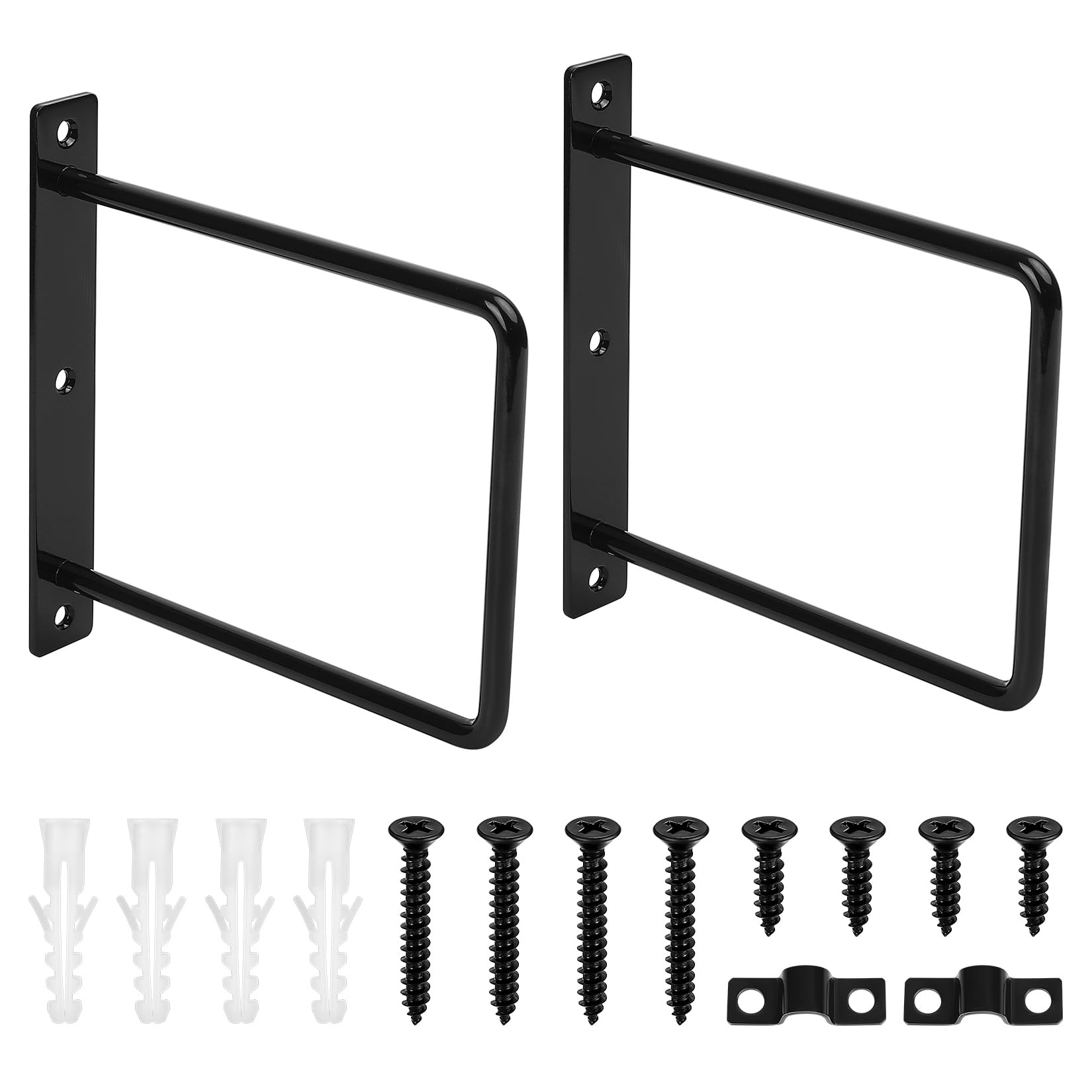 2 Pcs Black Floating Shelf Brackets Heavy Duty, Metal Square Brackets for Shelves, Wall Mounted Shelving Brackets for Walls Scaffold Wood Boards Shelf Supports (15cm)