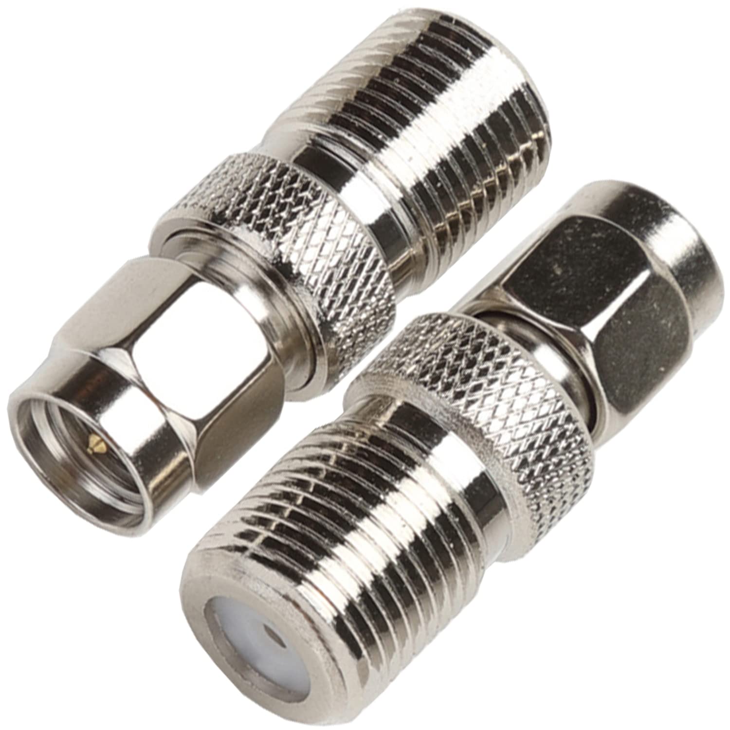 Fohevers 2 Pcs SMA Male to F Type Female Coaxial Connector Satellite Adapter for Satellite TV LNB, Ham Radio, Cell Phone Booster, CCTV, WiFi Antenna