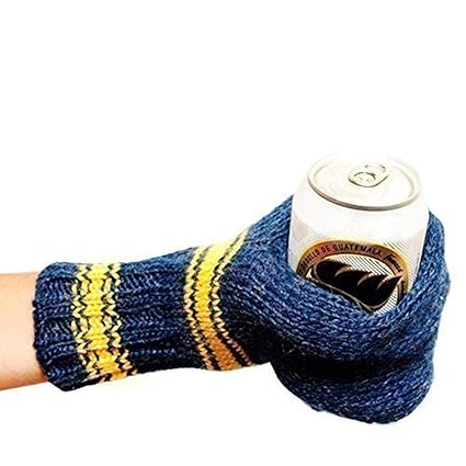 Suzy Kuzy Beer Mitt Official Knit Beer Mitt Blue Yellow Amazon In Toys Games