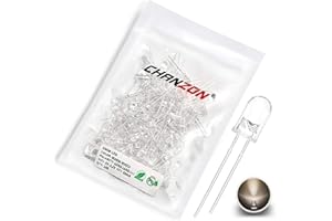 Chanzon 100 pcs 5mm Warm White LED Diode Lights (Clear Round Transparent DC 3V 20mA) Bright Lighting Bulb Lamps Electronics C