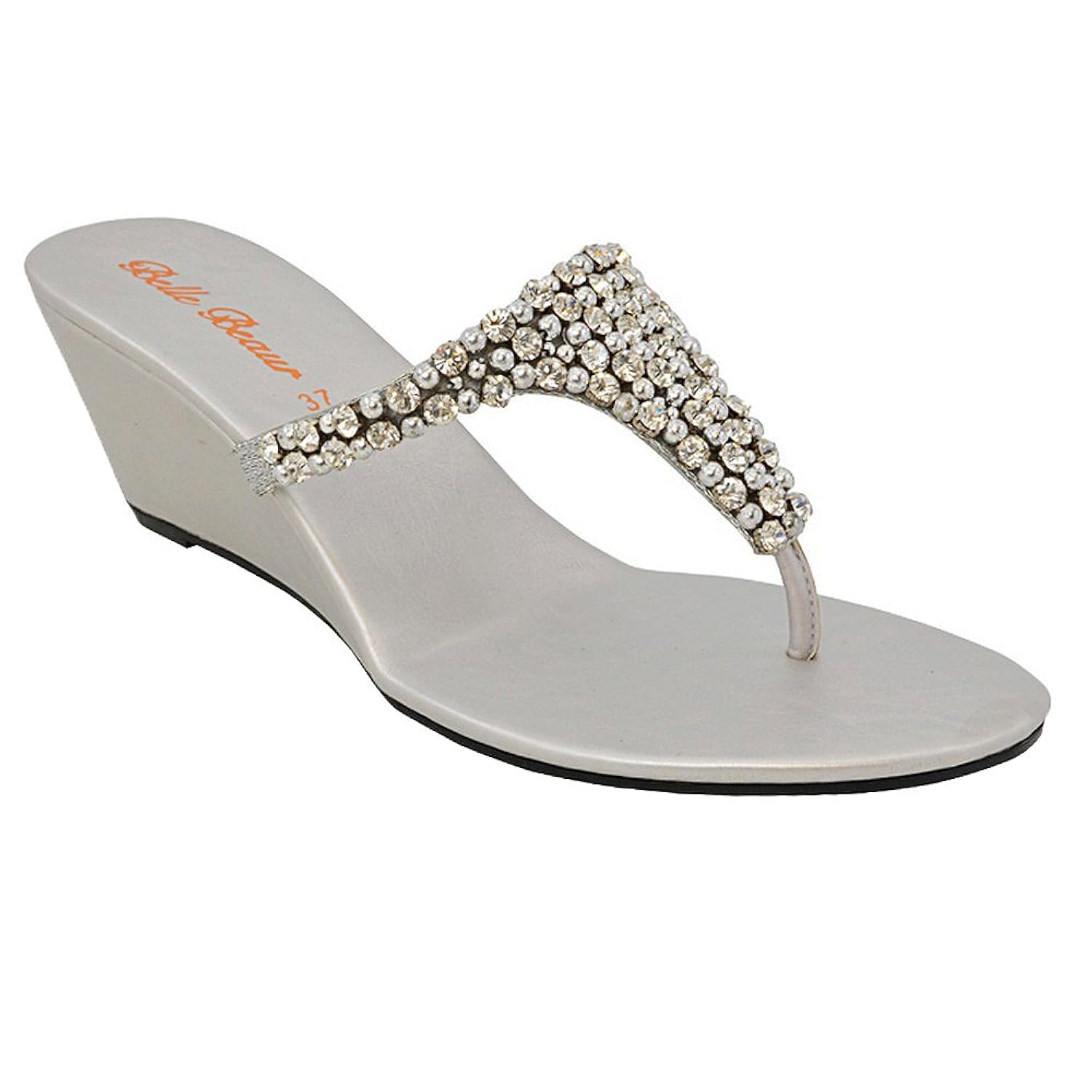 diamante toe post wedges