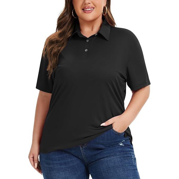 Amazon.com: MoFiz Women's Plus Size Golf Polo Shirt V-Neck Loose