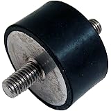 JW Winco451.1-25-25-5/16-55 Series GN 451.1 Rubber Cylindrical Vibration Isolation Mount with 2 Threaded Studs, Inch Size, 1" Diameter, 1" Height, 5/16-18 Thread
