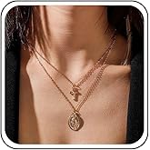 Sttiafay Boho Layered Cross Coin Necklace Chain Gold Coin Pendant Necklace Cross Layered Chain Necklace Small Cross Choker Necklace Vintage Coin Medallion Necklace