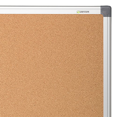 Learniture LNT-127-2436-SO Natural Cork Board w/Aluminum Frame, Brown