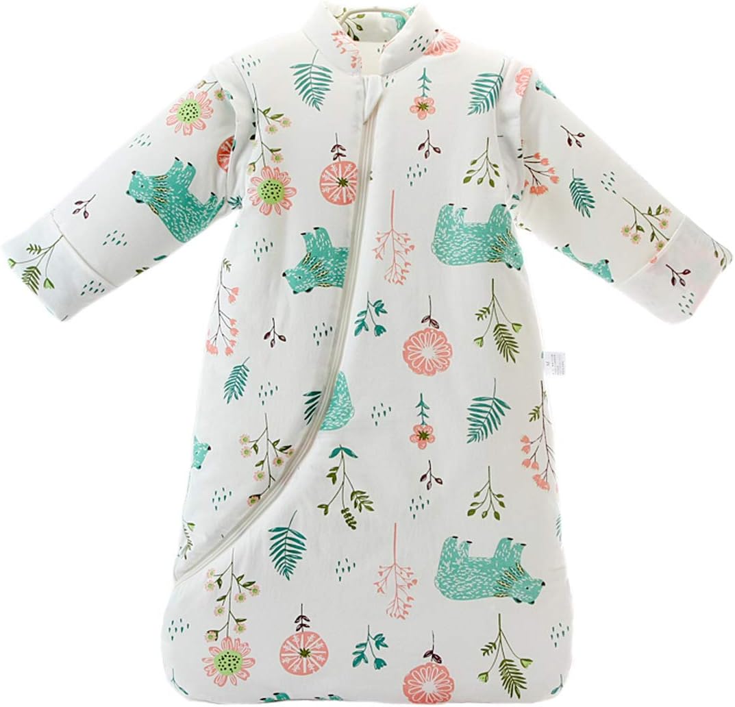 Baby Winter Sleeping Bag Kids Sleeping Bag 3.5 Tog Organic Cotton Sleeping Bag Various Sizes from Birth to 4 Years Old (S:Baby Height 60-75cm/3-7 Months, GreenBear)