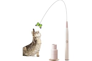 Electric Cat Toy Stick Interactive Cat Toy with Butterfly Suction Toystick 360° Adjustable Base for Cats Strong Wire Resistan