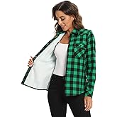 OCHENTA Women's Flannel Shirts Plaid Shacket Long Sleeve Fleece Lined Shirt Jacket