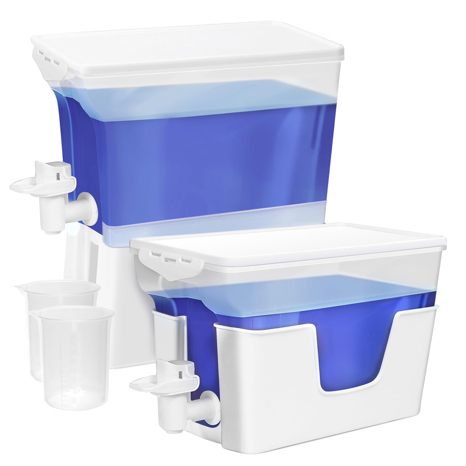 Photo 1 of Conworld Laundry Detergent Dispenser, 1 Gallon Liquid Laundry Detergent Dispenser with 2 Cups, 2 Pcs Fabric Softener Dispenser for Laundry Room Organization, for Liquid Detergent, Bleach, Laundry Soap