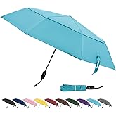 TradMall Travel Umbrella, 42/45 Inches Double Vented Canopy Windproof Automatic Strong Compact Folding Umbrellas for Rain Women and Men