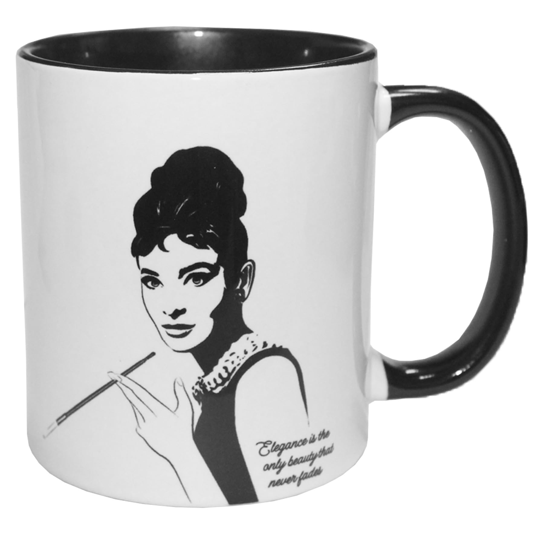 Widdle Gifts Audrey Hepburn Mug Black and White 11oz Icon Gift for Her/Him