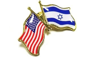 HIGHMOUNT Israel Flag Lapel Pins, Israeli and America Friendship with Israel Mini Small Metal National Israeli Crossed Pride Lapel Pin Badge Tie Tack Set for Backpack Clothes Hat - Israel and America Friendship