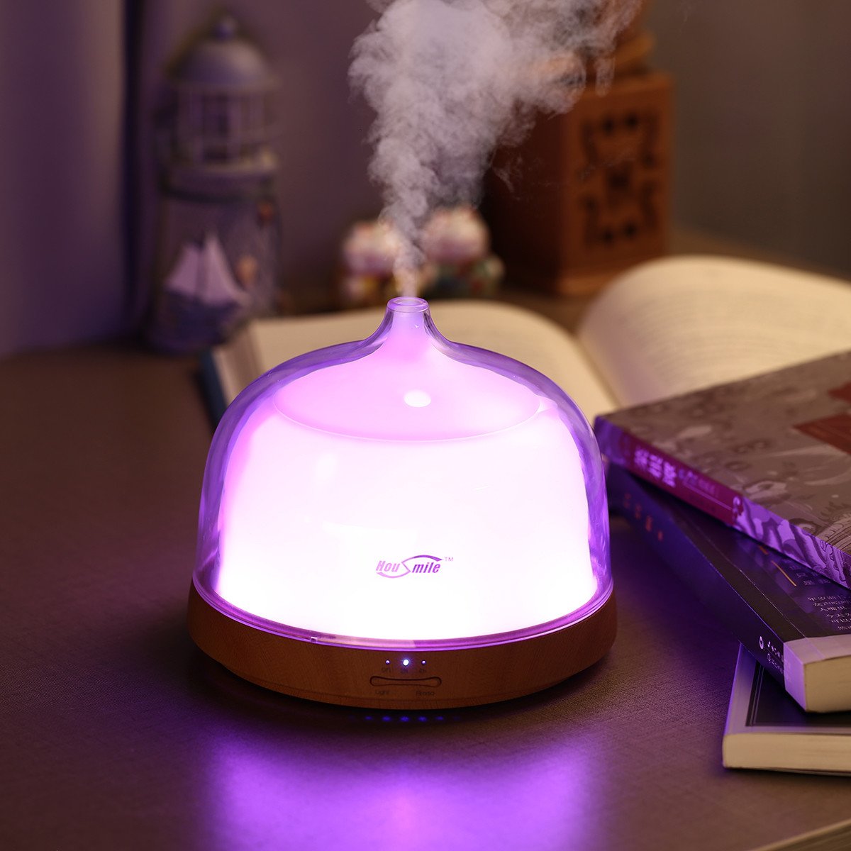 Housmile Aromatherapy Essential Oil Diffuser 200ml Aroma Cool Mist Humidifier with Timer Waterless Auto Shut-off and 7 Color LED Night Lights Change