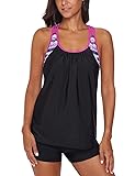 SEBOWEL Women Blouson Swim Top Strappy T-Back Push