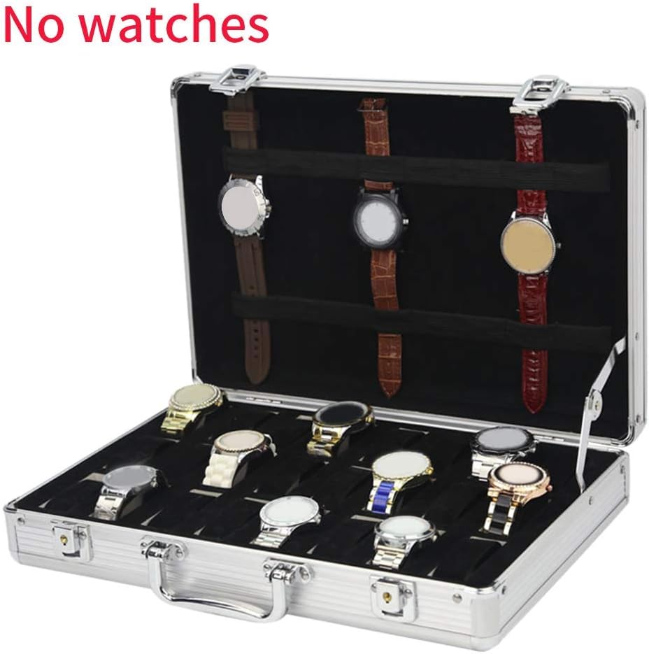 Dengofng 24 Grid Jewelry Storage box Collection Use Aluminum Alloy Watch Organizer Display suitcase