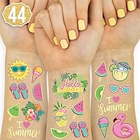 xo, Fetti Summer Pool Party Temporary Tattoos for Kids - Glitter styles | Birthday Party Supplies, Beach Party Favors + Tropi