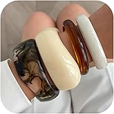 Inactwin Chunky Acrylic Gold Bangles Bracelets for Women Vintage Resin Irregular Colorful Wide Bangle Fashion Statement Jewelry Gifts Accessories