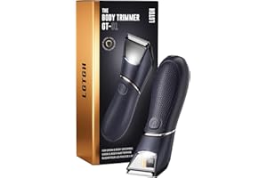 LGTGH Body Trimmer for Men: Pubic Hair Trimmer with Mirror & LED Light - IPX7 Waterproof Wet or Dry Use for Chest/Back/Groin -Ceramic Blades & Travel Lock - No Nicks/Cuts Ball Shaver