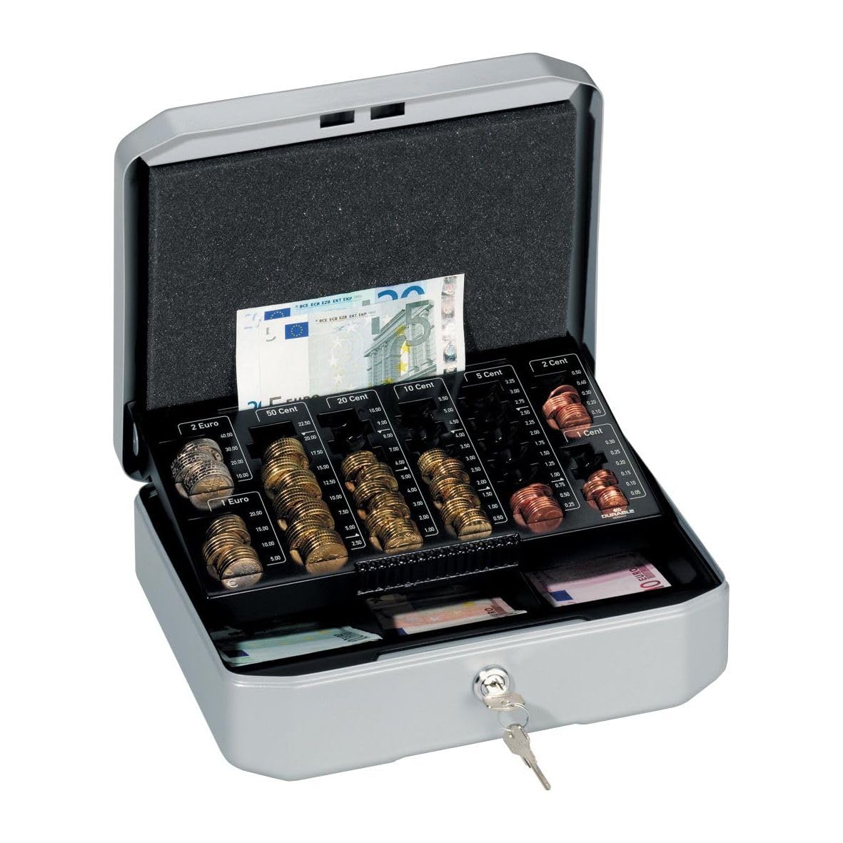 Durable 177857 Money Box EuroBoxx S 283 x 225 x 100 mm Sheet Steel Silver Grey