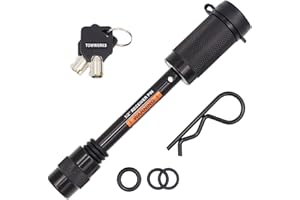 TowWorks 79661 Keyed Unique 1/2" Trailer Hitch Lock with 3-1/4" Span, Double Safety Tow Hitch Receiver Locking Pin for Class I II Hitches and Bike Racks