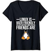 Womens Linux Is User Friendly Just Very Picky Who It's Friends Are V-Neck T-Shirt