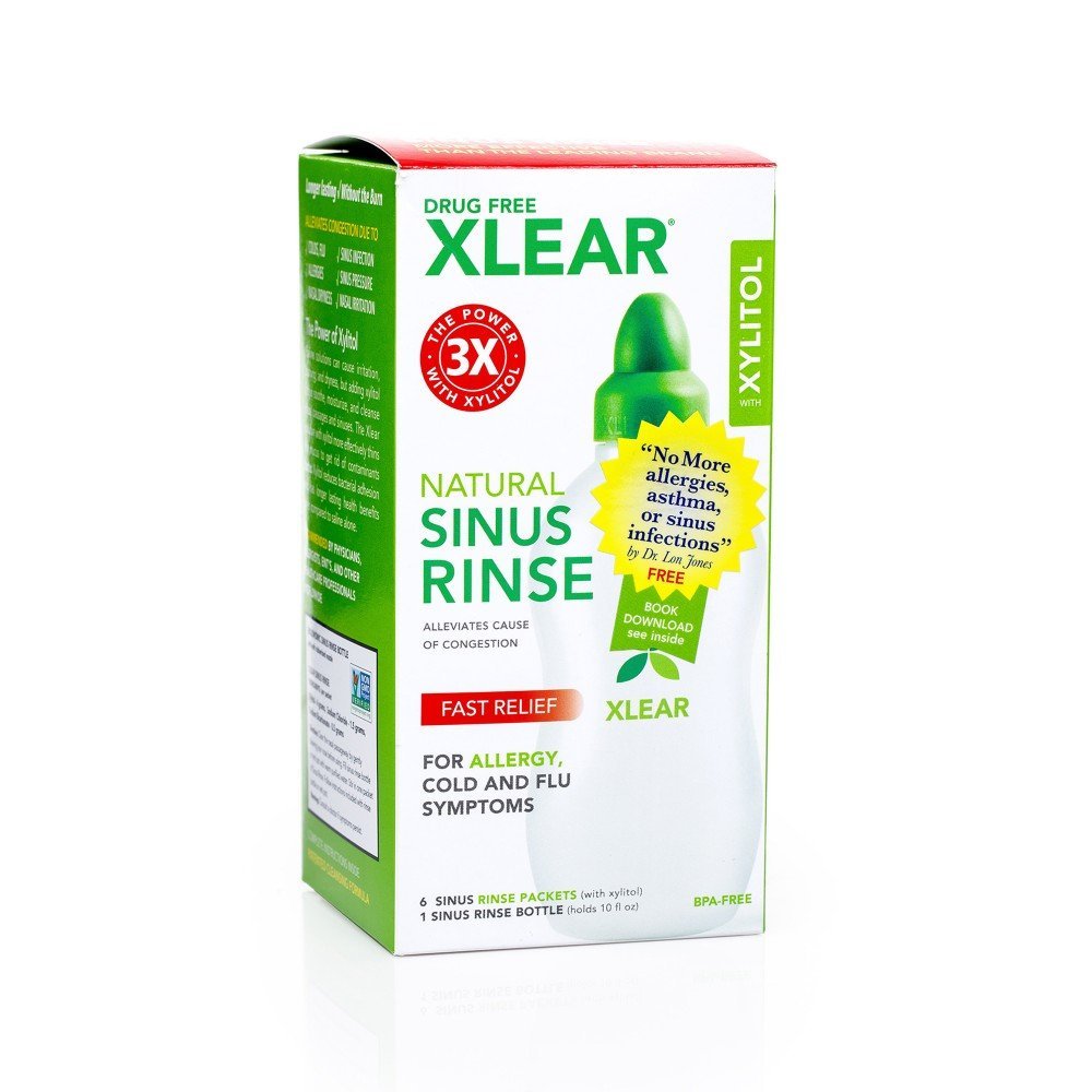 Sinus Rinse with Xylitol and Saline Solution ( 6 Packs of Xlear Sinus