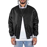Shaka Wear Men’s Bomber Jacket – Classic Padded Relaxed Fit Water Resistant College Baseball Varsity Coat S-3XL