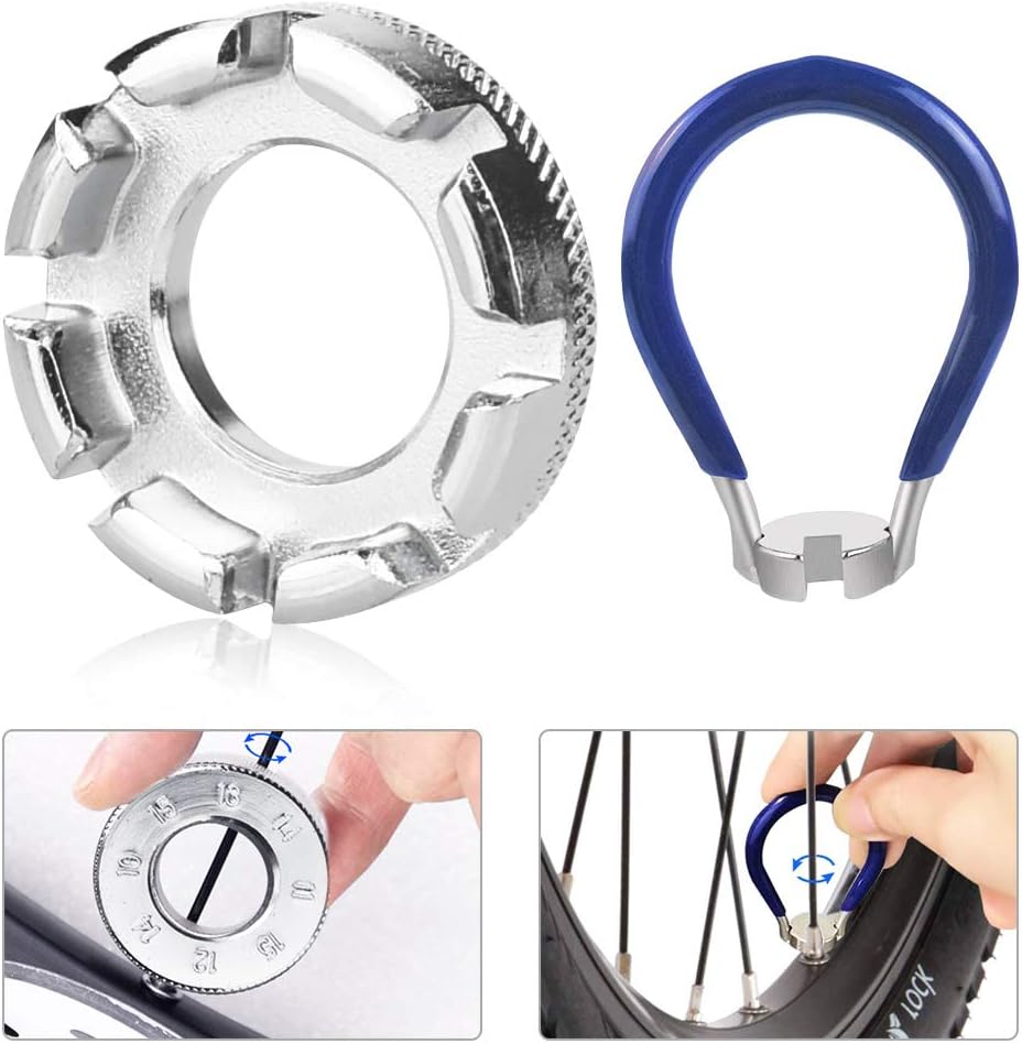 DECARETA Bicycle Spoke Wrench Tool Spanner 6 in 1 Bike Wheel Spokes Key