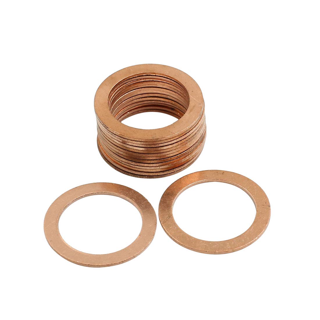 X AUTOHAUX 15pcs 21mm Inner Diameter Copper Washers Flat Sealing Gaskets Ring