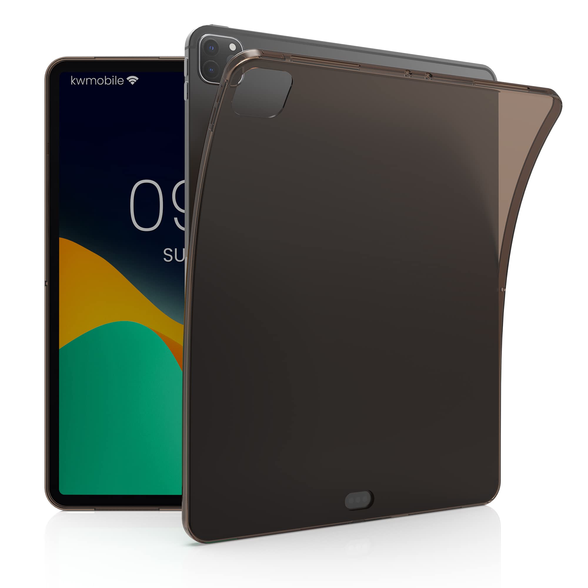 kwmobile Case Compatible with Apple iPad Air 13" (6. Gen 2024) / iPad Pro 12.9" (2018/2020/2021/2022) Case - Soft TPU Back Protector Cover for Tablet - Black/Transparent