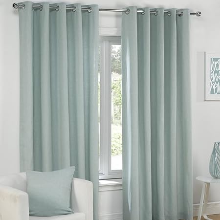 Tony S Textiles Plain Duck Egg Blue Eyelet Ring Top Fully Lined