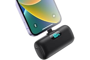 YHO Small Portable Charger for iPhone,5000mAh Ultra-Compact Power Bank,PD Fast Charging Portable Phone Charger,LCD Display Cute Battery Pack Compatible with iPhone 14/14 Pro Max/13 Pro/12/11/XR/8/7/6 etc