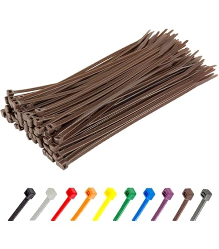 100-Pack Of 7-Inch Long 50 Lb Brown Nylon Cable Zip Ties - Heavy Duty Tie Wraps