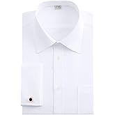 J.VER Men's French Cuff Dress Shirts Regular Fit Long Sleeve Spread Collar Metal Cufflink